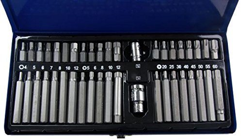 US PRO 42pc Bit Set, Hex, Allen, Torx, Star, Spline Sockets 3/8-1/2dr B1486