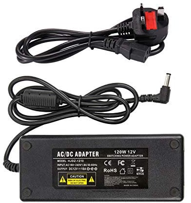12V 10A Power Supply UK - COLM AC Adaptor 100-240V 50-60HZ DC 12V 120W Adapter Charger Transformer 5.5x2.5mm DC Output Jack for LED Strip Light LED Driver CCTV Security System
