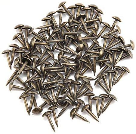 Lot de 100 Clous De Tapissier Ronds En Forme De DôMe En Fer éPais Pour Meubles, Tambour, Porte En Bois (6 X 12 Mm)