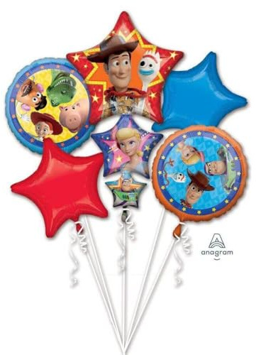 Amscan 3951501 - Folienballon Toy Story 4, 5 Stück, Ballon Bouquet, Helium Ballons, Luftballons