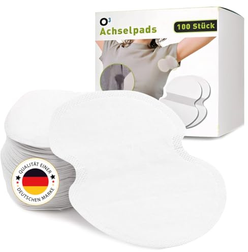 O³ Achselpads Damen und Herren 100 Stück (50 Paar), Zuschneidbare Pads gegen Schweißflecken, Schweißpads Achseln, Achselschweiß Pads gegen Schwitzen, Geruchslose Underarm Pads Sweat