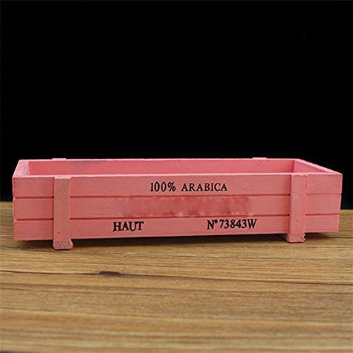 CTOBB Pot de Plante de Jardin Vert Bleu Rose décoratif Vintage Succulent Boîtes en Bois Caisses Rectangle Table Pot De Fleur Dispositif De Jardinage, Rose, Moyen