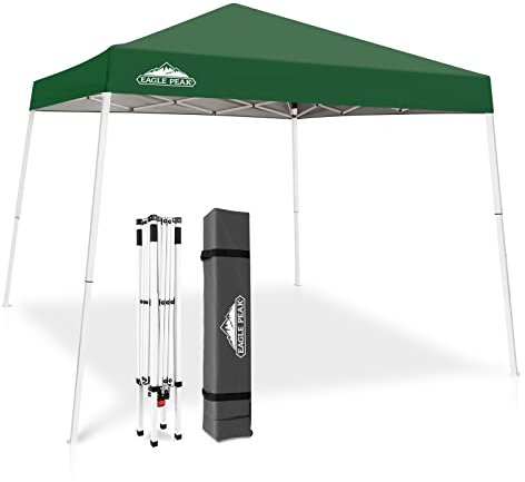EAGLE PEAK Pop-up tonnelle de Jardin Pliable 3m x 3m, Tente Pliante Pieds inclinés réglables Gazebo auvent pour Camping Plage Festival (Vert)