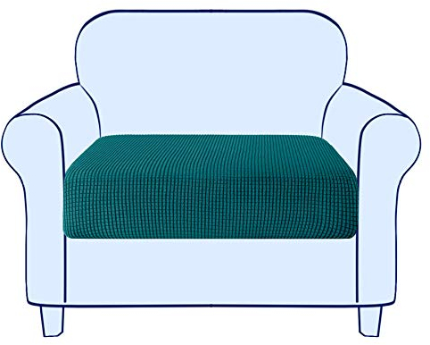 subrtex Sofa Sitzkissenbezug Stretch Sitzkissenschutz Elastischer Kissenbezüge Husse überzug Bezug für Sofa Sitzkissen (1 Sitzer, Petrol Blau)