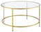 [en.casa] Couchtisch Kouvola Glas-Tischplatte Stahlgestell Glastisch 84 x 45,5 cm Wohnzimmertisch Kaffeetisch Gold