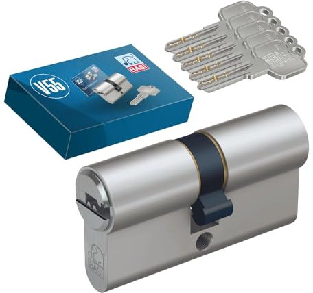 BASI | V55 Profil-Doppelzylinder 30/55 mm | Not- und Gefahrenfunktion | Zylinderschloss | 5 Wendeschlüssel & Codekarte | Bohrmuldenschlüssel | Pickingschutz & Anbohrschutz | Verschiedenschließend