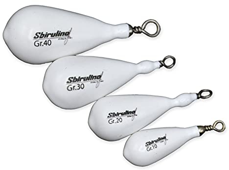 Sbirulino® Set 4 pezzi piombi a pera plastificati bianchi con girella