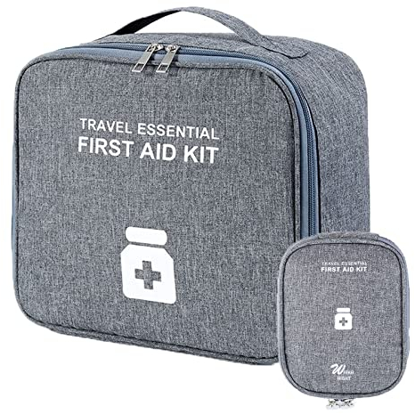 JOLLOY Tragbare Medikamententasche Reiseapotheke Tasche Leere Medizin Reisetasche Große Kapazität Wasserdicht Medikament Medikamenten Aufbewahrung für Home Office ReisenNotfalltasche 2 Stücke, Grau