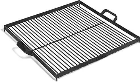 gartendekoparadies.de Griglia griglia quadrata con 2 manici per braciere grill Griglia girevole in acciaio naturale (50 x 50 cm/Ø 70 cm)