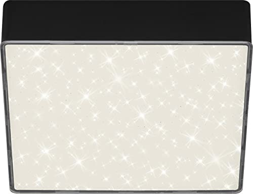 BRILONER - LED Deckenlampe mit Sternenhimmel, rahmenlos, neutralweiße Lichtfarbe, LED Lampe, Deckenleuchte, Wohnzimmerlampe, Schlafzimmerlampe, Küchenlampe, 15,7x15,7x3,6 cm, Schwarz