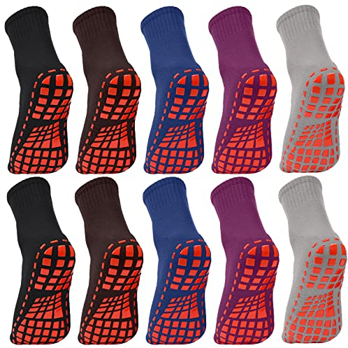 NOVAYARD 10 Paar Stoppersocken Griff Rutschfeste Socken Pilates Yoga Socken Antirutsch Haussocken für Damen Herren(Neutrale Farben,L)
