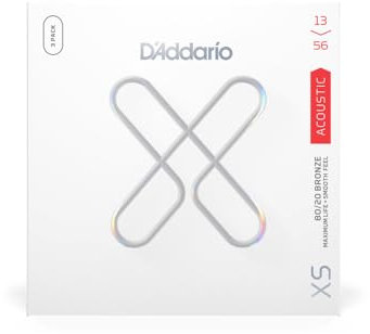 D'Addario Acoustic Guitar Strings, XS 80/20 Bronze Coated, XSABR1356-3P, Medium Gauge 13-56, 6-String Set, Pack of 3