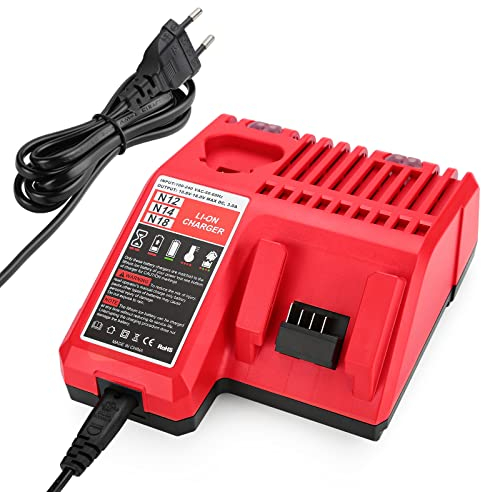 XNJTG Chargeur de Remplacement 12-18 V pour Chargeur Milwaukee M18 M12 M12-18C MIL-M18-CH01 48-59-1812 N14 Chargeur Milwaukee 12V