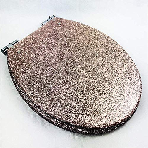 Samnuerly Automatic Lowering Resin Toilet Seat Toilet Seat Various Designs Sturdy Quality Easy Assembly Small Fish (Rose Gold)