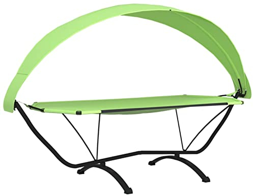 Sonnenliege mit Dach, Chusui Gartenliege, Sonneninsel, Liege, Doppelliege, Gartenbett, Hängebett, Gartenmöbel, Outdoorbett, Grün Stahl und Oxford-Gewebe