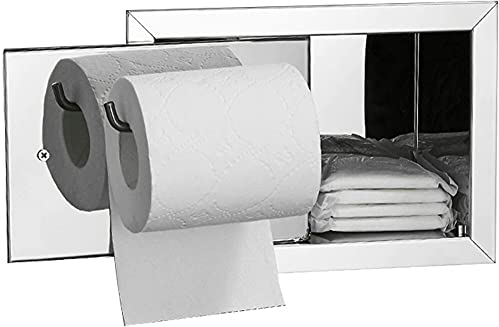 PSVOD Unterputz-Toilettenpapierhalter mit Aufbewahrung, Edelstahl-Toilettenpapierrollenspender Badezimmer-Wandhalterung, rechte Tür Regal