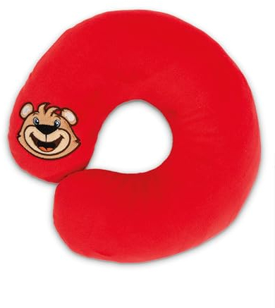 NICI 49657 FC Bayern MÜNCHEN Bär Berni rot-Flauschiges Kuschel-Nackenkissen, Kissen für Jungen, Mädchen, Babys und Kuscheltierliebhaber – ideal für Zuhause, Kindergarten oder unterwegs