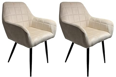 Krok Wood 2X Wilhelm - Esszimmerstuhl, Wohnzimmerstuhl, Bürostuhl, Metallbeine (Beige, 2-er Set)