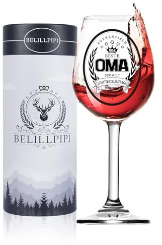 Belillpipi Geburtstagsgeschenk Für Oma,Weinglas Mit Gravur Bester Oma, Personalisierte Geschenke zum Muttertag oder Weihnachten, Lustige Geschenke Geeignet als Rotweingläser Weißweingläser