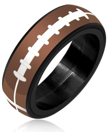 Uloveido Ring aus Titanstahl, zum Stressabbau, Angstzustände, frei drehbar, für Sportler, Sportbegeisterte, Basketball/American Football/Fußball/Baseball, drehbar, 8 mm