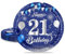 MORAINJAY 16pc Navy Blue Silver 9inch Paper Plates for 21st Birthday Party Supplies