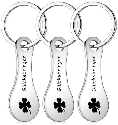 KGDUYC Juego de 3 llaveros chip para carrito de la compra. Desbloqueador de carrito de la compra desmontable, llavero amuleto de la suerte con chip de carrito de la compra