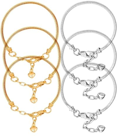 KGDUYC 6 Stück Einstellbar Armband, DIY Anhänger Charms Armband Kette mit Karabinerverschluss Schmuckherstellung Zubehör，anhänger für armbänder，anhänger armband，charms armband，armband mit anhänger