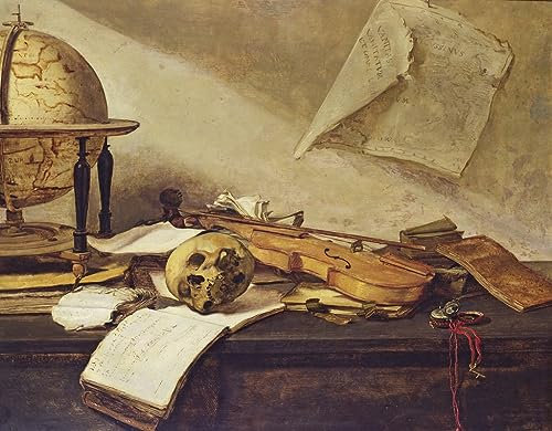 NAAYRASA Bekannt Leinwanddrucke Malerei Drucken Ölgemälde Memento Mori von David Teniers dem Jüngeren Foto auf Leinwand für Wanddekoration 60x90cm
