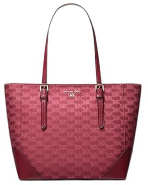 Michael Kors Aria Large Signature Leather Tote, mulberry