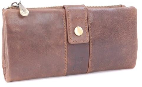 Catwalk Collection Handbags - Leder Geldbörse Damen Gross - Geldbeutel Groß - 14 Kartenfächer und Münzfach - RFID Blocker - Fiona - Braun