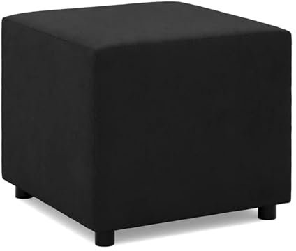 Mebligo - Fußstütze für Sessel 50 x 50 cm NEO Kollektion, Bequemer Hocker als Auflage, Pouf Hocker, Aus Hochwertigen Materialien, Sitzpouf, Fusshocker Gepolstert für Sessel, Schwarz