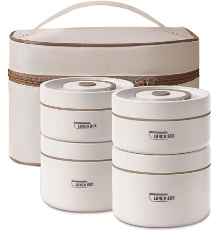 Accmuzzy Contenitore termico per il pranzo in acciaio inox, con borsa termica e posate, a prova di perdite, per bambini e adulti, 440 ml e 600 ml (2)