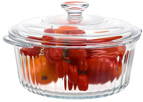 MAGICLULU 2 4 L Runder Auflaufdeckel Aus Glas Tiefes Auflaufform-set Glas-kochgeschirr-set Sicheres Und Gleichmäßiges Kochen Mit Hitze