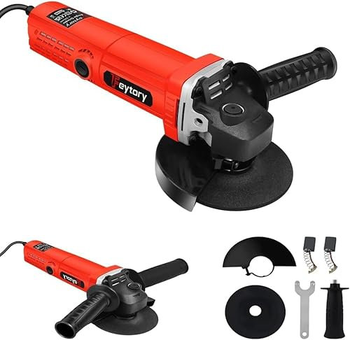 Angle Grinder 115mm, 2000W Electric Angle Grinder with 2M Power Cord, for Metal Steel Cutting Grinding and Polishing, 12000RPM Cutting, Auxiliary Handle,Red