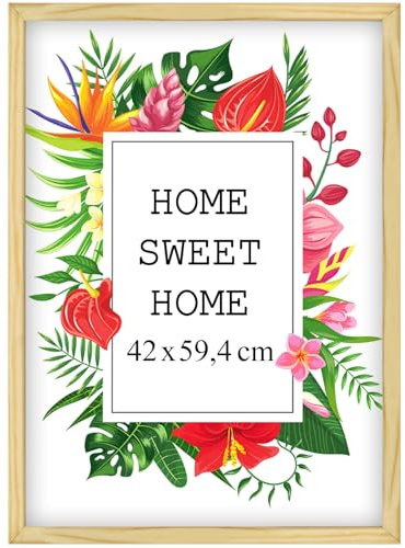 MG Design Natural Bilderrahmen A2 42 x 59,4 cm – Aus echtem Holz mit Acrylglas, zum Aufhängen & Aufstellen, für Fotos, Poster & Puzzle