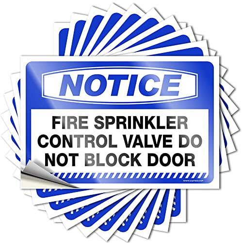 Mechanic Stickers Notice Fire Sprinkler Control Valve Do Not Block Door Stickers 10 Pcs Funny Man Cave Signs Funny Street Signs(12X18CM)
