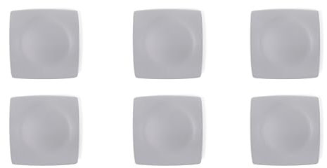 Excelsa Eclipse Set 6 Piatti da Frutta Quadrati, Ceramica, Grigio, Finitura Opaca