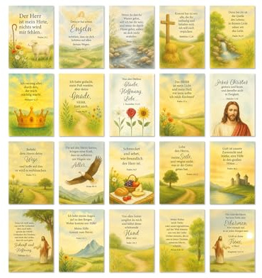 TypeStoff 20er Postkarten-Spar-Set - Bibelsprüche A6, 20 verschiedene Motive mit Sprüchen zum Thema Bibel und Glaube - DIN A6 - PK-01585
