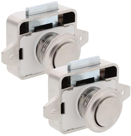 COHEALI 2 Stück Teiliges Push Button Riegel für Wohnmobil Schrank und Schublade Schlüsselloses Rv Druckknopf Schloss Links Rechtsseitig Nutzbar Langlebiger Camping Verschluss für Yacht