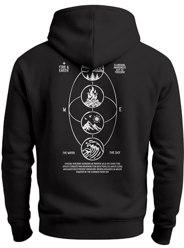 Neverless® Herren Hoodie Backprint Nature Balance Outdoor Icons Kapuzen-Pullover Männer Fashion Streetstyle