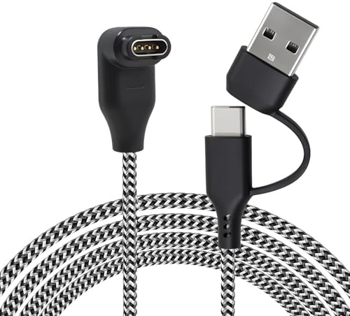 2-in-1 USB C Ladekabel für Garmin Uhr 1M / 3,3 FT USB-Ladekabel für Fenix 8 E 7 7X 7S 6 5, Ladegerät USB A Kabel mit 90-Grad-Stecker Geflecht für Forerunner 165 970 265 265S Venu 3 3S 2