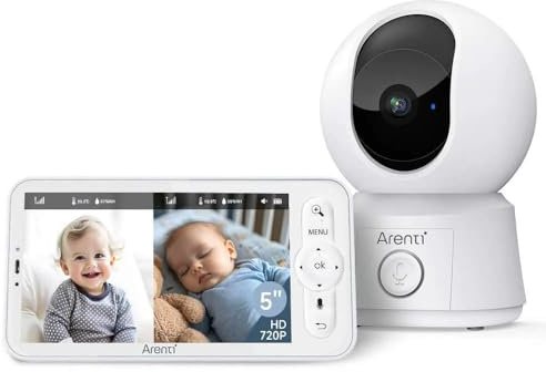 ARENTI AINanny B2 Kit Full-HD Video-Babyphone mit 12,7 cm (5“) LCD-Bildschirm, Kamera, Schwenk- und Neigefunktion mit Auto-Tracking