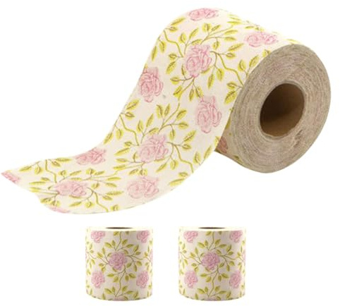 Abaodam Klopapier mit Rosenmotiv 3 Stück Bedrucktes Toilettenpapier aus Natürlichem Bambus für Badezimmer und Partygestaltung