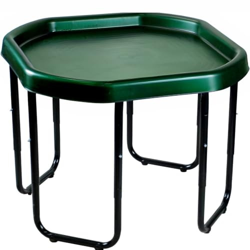 OptiProducts Kids Mixing Play Tray with Height Adjustable Stand (Green) – Large 100CM Sensory Activity Table for Sand, Water, Mud, Paint & Messy Play | Indoor & Outdoor Learning Play Tray