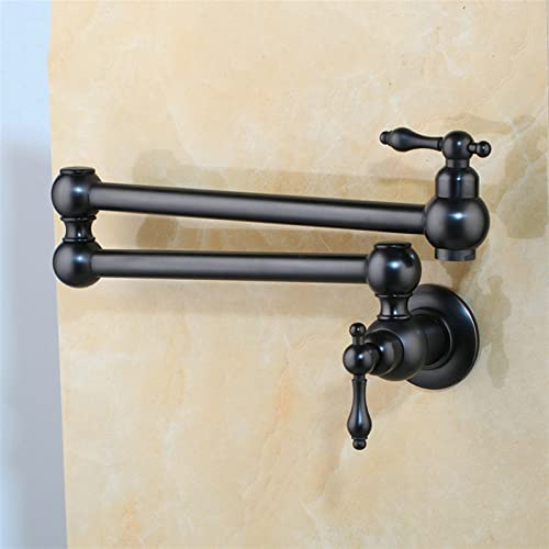 Pot Filler Nickel Brush Rotated Bathtub Basin Sink Mixer Tap Black Paint Solid Brass Kitchen Sink Swivel Wall Mount Pot Filler Faucet,High Flow Rate,Black Painting-1