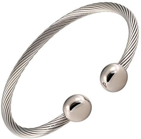 MAGNETJEWELRYSTORE Twisted Stainless Steel Magnetic Therapy Bracelet