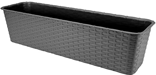 VERDENIA Blumentopf Leichter Blumenkübel Balkonblumentopf Dekorativer Topf für Pflanzen für Außenbereich Pflanztopf aus Kunststoff Balkon Garten Viele Farben 60cm 7003 Graphit