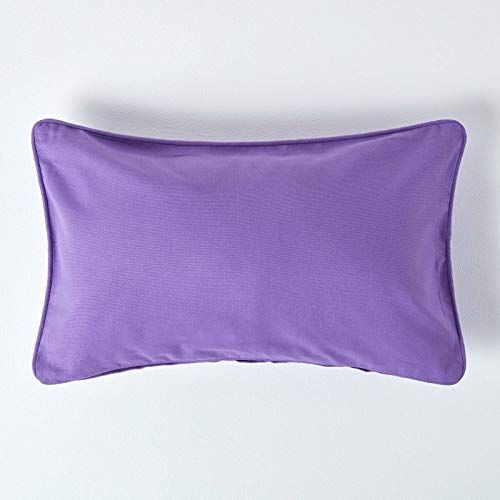 HOMESCAPES Copricuscino 30x50 cm in 100% Cotone – Fodera Decorativa con Cerniera Invisibile – Viola – Lavabile in Lavatrice
