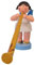 Engel stehend mit Alphorn, blaue Flügel