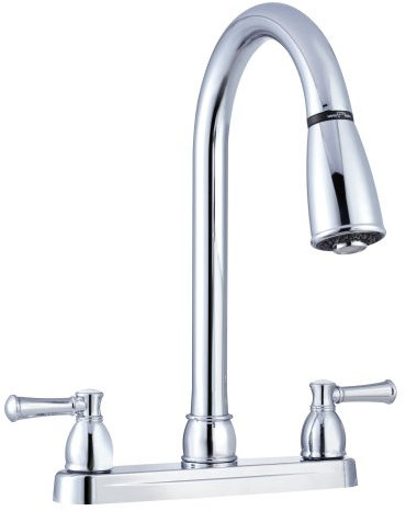 Dura Faucet DF-PK350LCP RV Non-Metallic Two-Handle Pull-Down Kitchen Sink Faucet (Chrome)